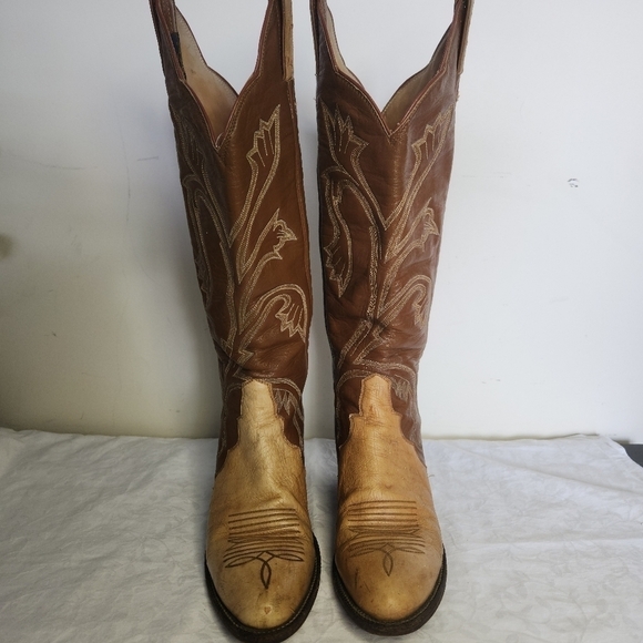 60s Ostrich Leather Western Cowboy Boots - Picture 3 of 16